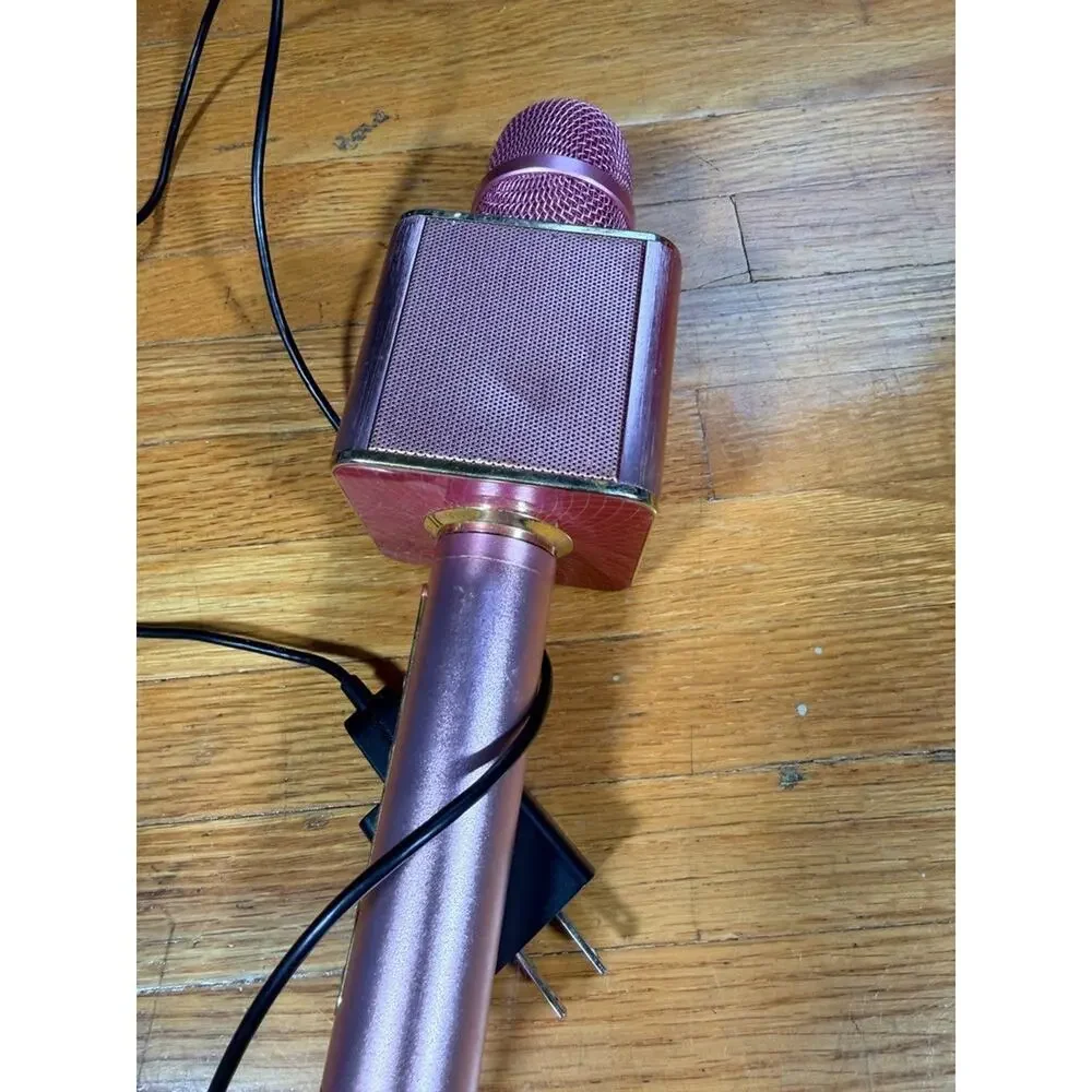 DASEN Rose Gold Wireless Bluetooth Karaoke Microphone Speaker USB Rechargeable